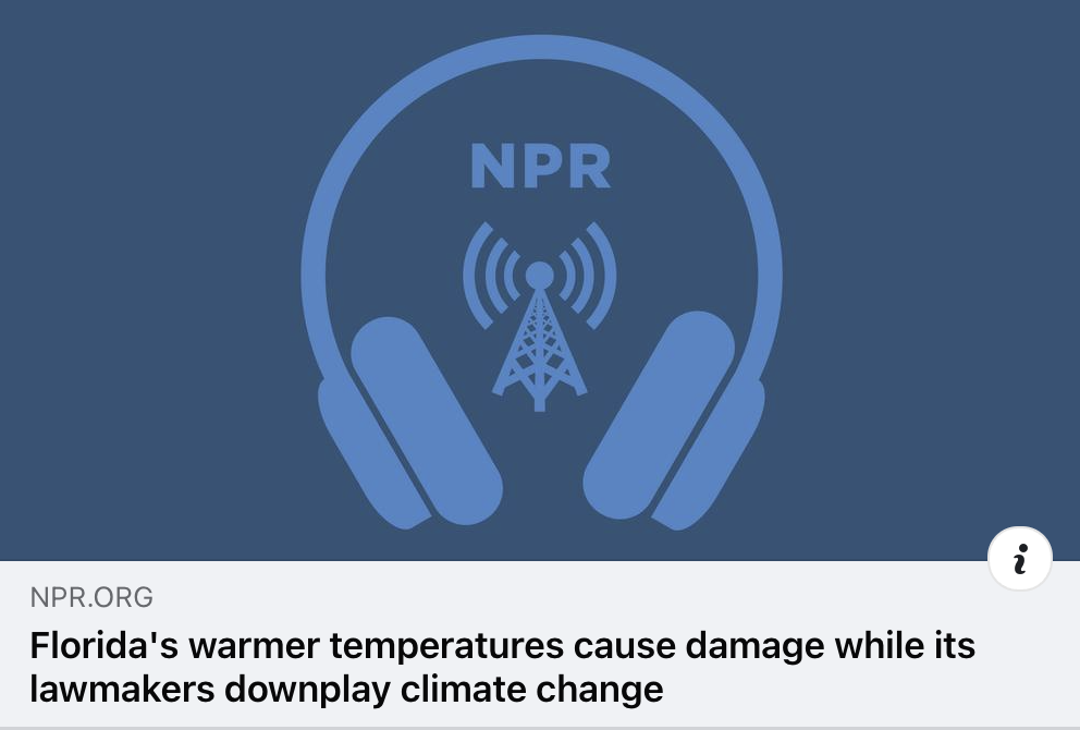 Bob Inglis on NPR: Florida's warmer temperatures cause damage while its lawmakers downplay climate change